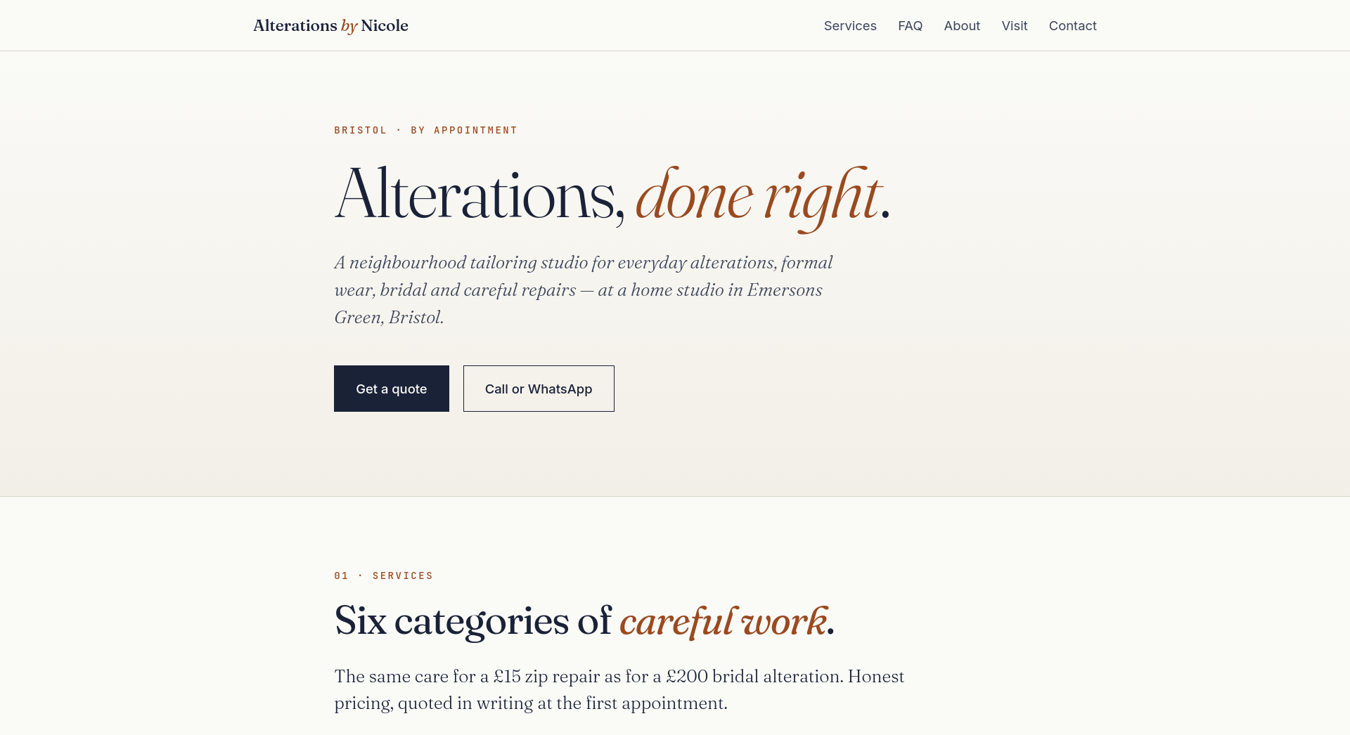 Alterations by Nicole website preview