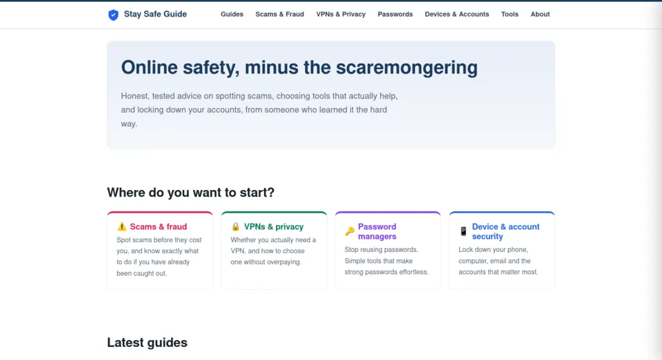 StaySafe Guide website preview